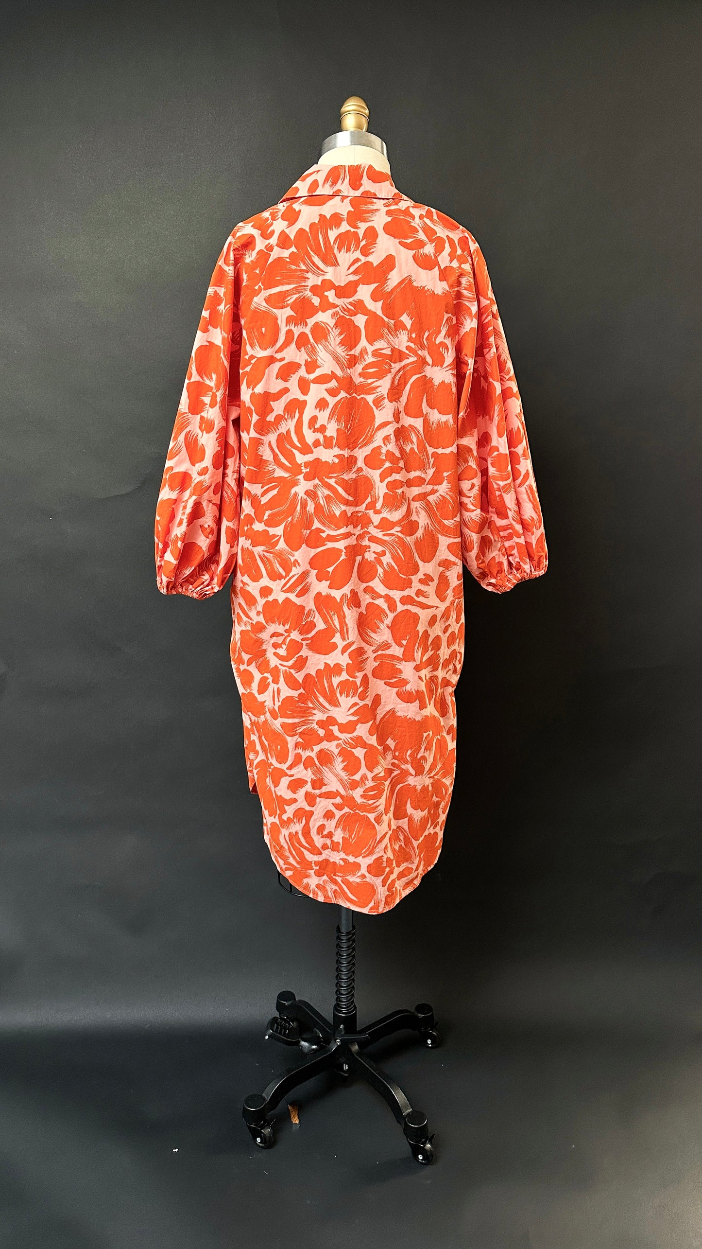 Essentiel Antwerp Salmon Orange / Pink Print Bemerald Cotton Shirt Dress