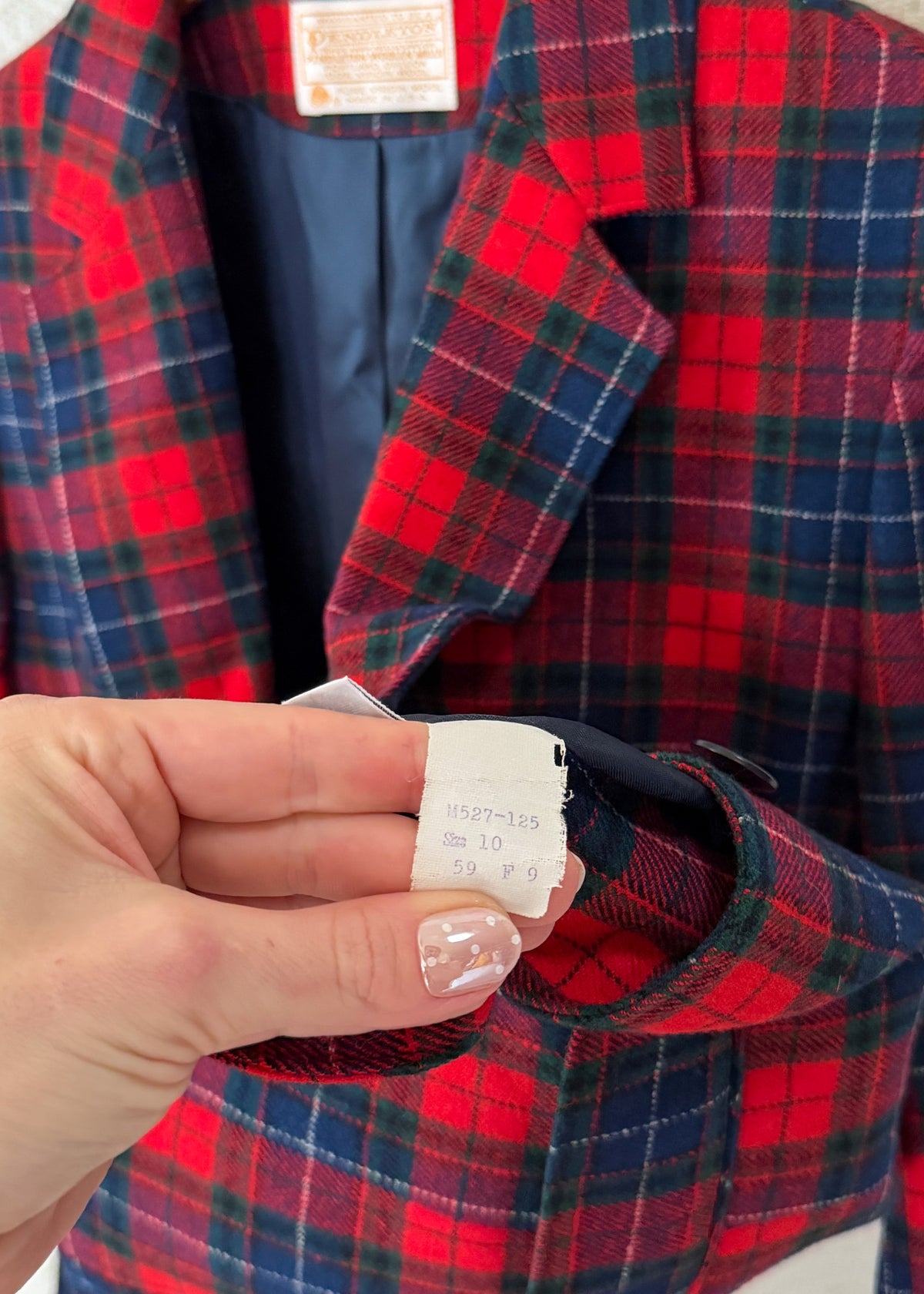 Vintage Pendleton Red Tartan Plaid Pure Virgin Wool Blazer Made in USA