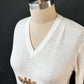 Vintage 60s/70s Cyn Les Shirlee Cream Giraffe Embroidered Knit Top (S)