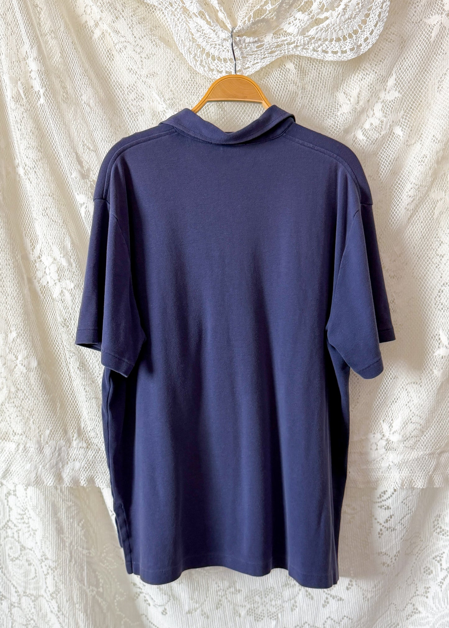 Vintage Polo Ralph Lauren Sailfish Swordfish Navy Embroidered Collared Shirt (mens XL)