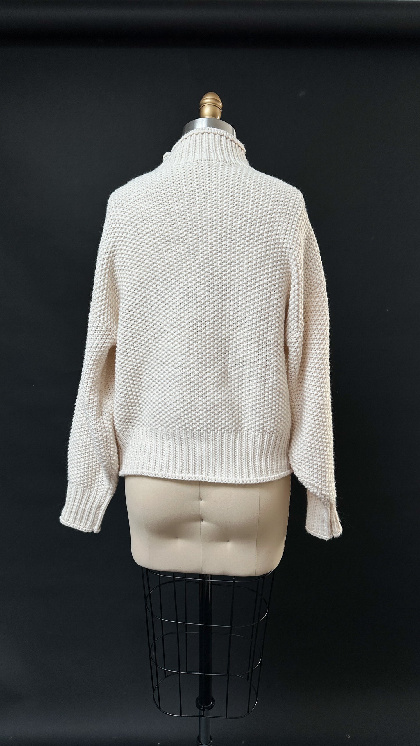 Cream Mock Neck Fishermen’s Sweater