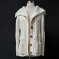 Vintage 70s Cream Folded Collar Thick Knit Cardigan (S/M)