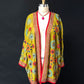 NEW Indigo Moon Chartreuse Green Embroidered Sequin Semi Sheer Cardigan