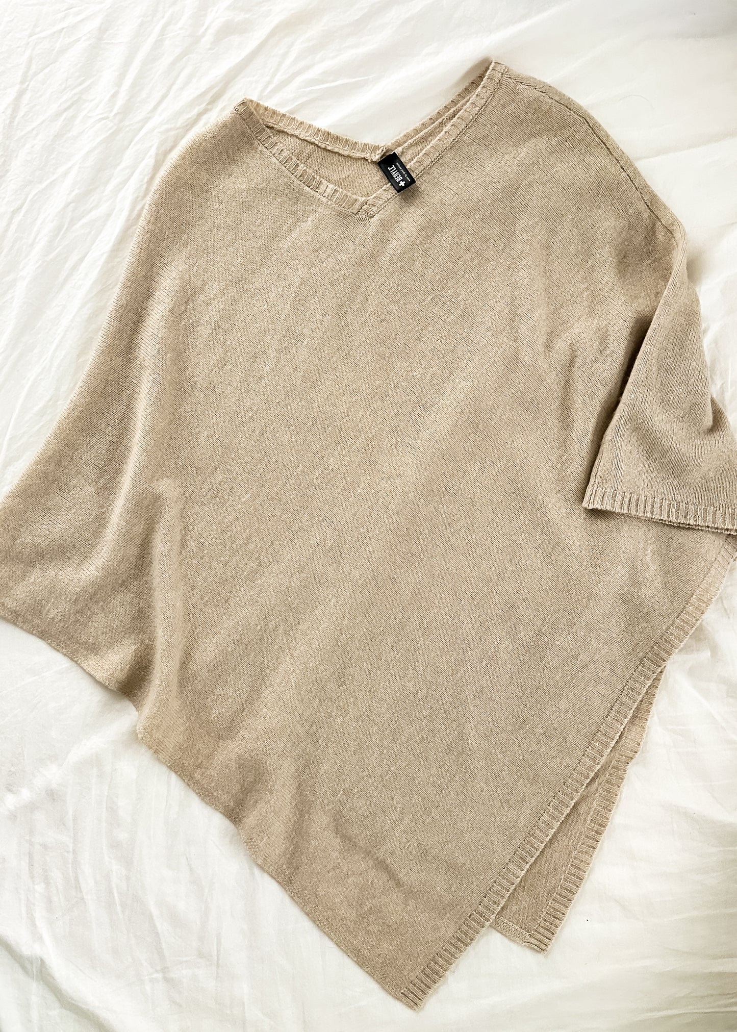 + Beryll Light Brown Mocha Cashmere Capelete Knit Sweater (one size)