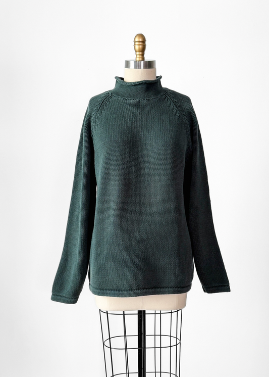 J.Crew 1988 Rollneck Heavy Cotton Pullover Sweater in Dark Green (L)