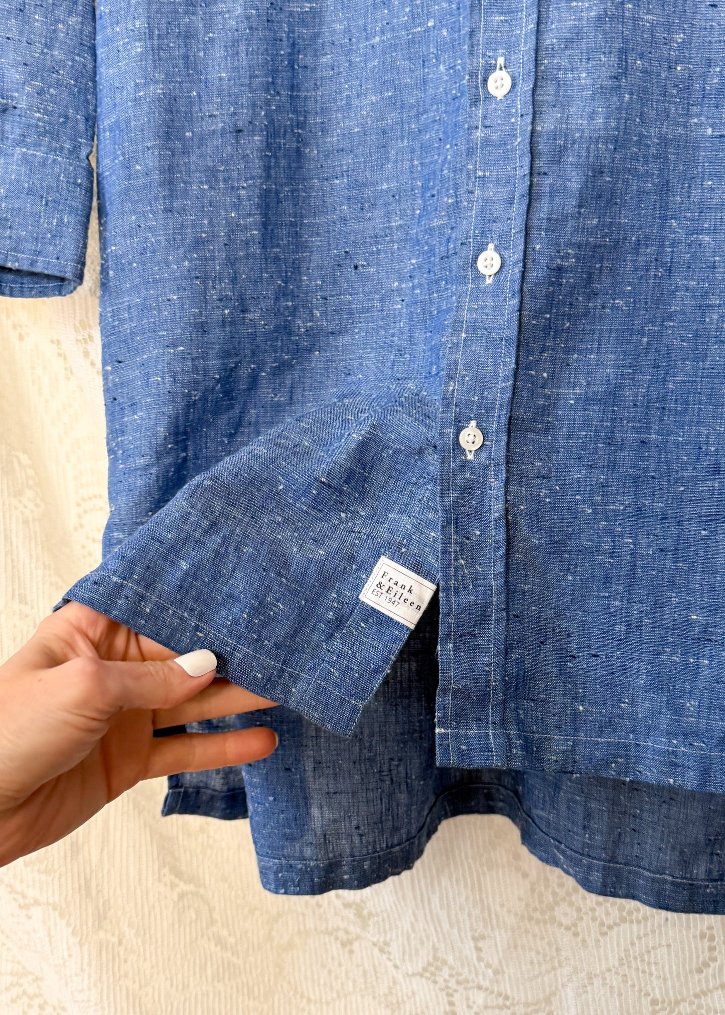 Frank & Eileen Hunter Shirt Dress in Blue Linen Speckle