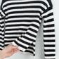 White + Warren Navy White Heavy Knit Stripe Mock Neck Sweater (XS)