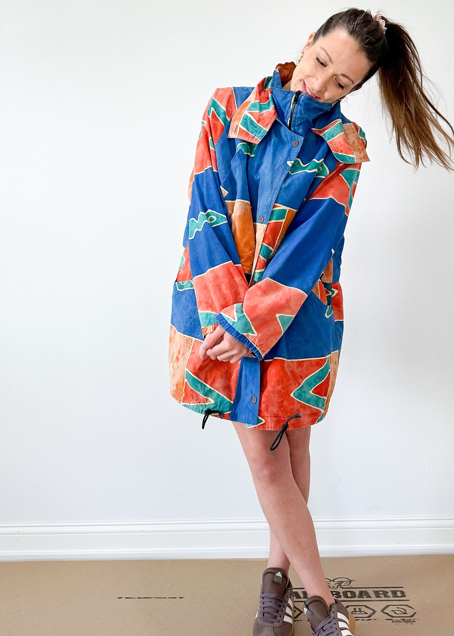 Vintage 90s Azure Geometric Cocoon Jacket (XL)