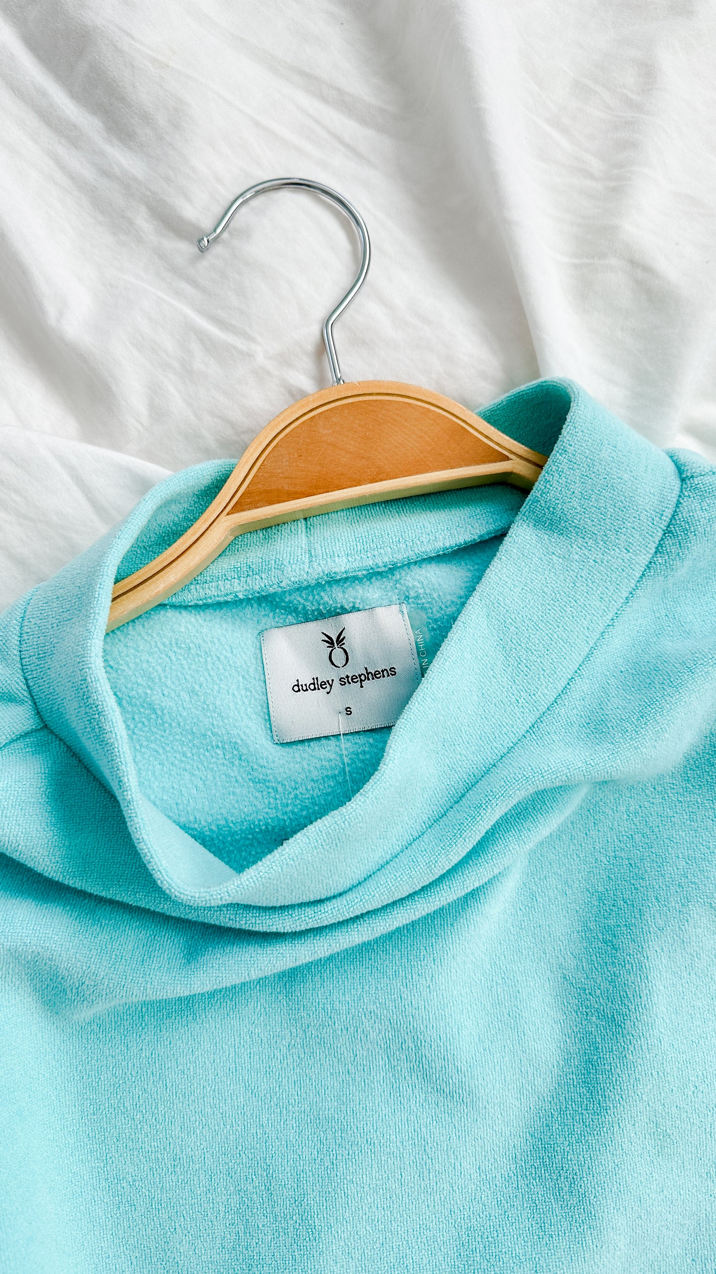 Dudley Stephens Tuckernuck Aqua Blue Terry Fleece Binney Boatneck Pullover (S)