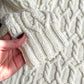 Yarnworks Handknit Cozy Cream Heavy Knit Roll Neck Sweater (M)