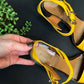 Fendi Yellow Leather Sandals Block Heels (39 or 8.5)