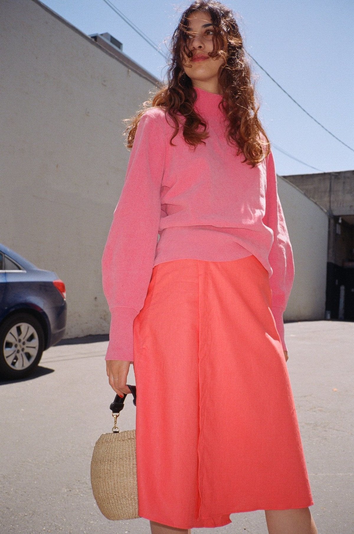 Just Female Adelet Knit Mock Neck Sweater in Rose Pink (M)