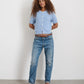 Alex Mill Elle Short Sleeve Knit Cardigan Sweater in Hydranga Blue (XL)