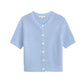 Alex Mill Elle Short Sleeve Knit Cardigan Sweater in Hydranga Blue (XL)