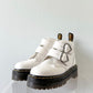 Dr. Martens Devon Heart White Leather Platform Boots (US 7 / EU 38)