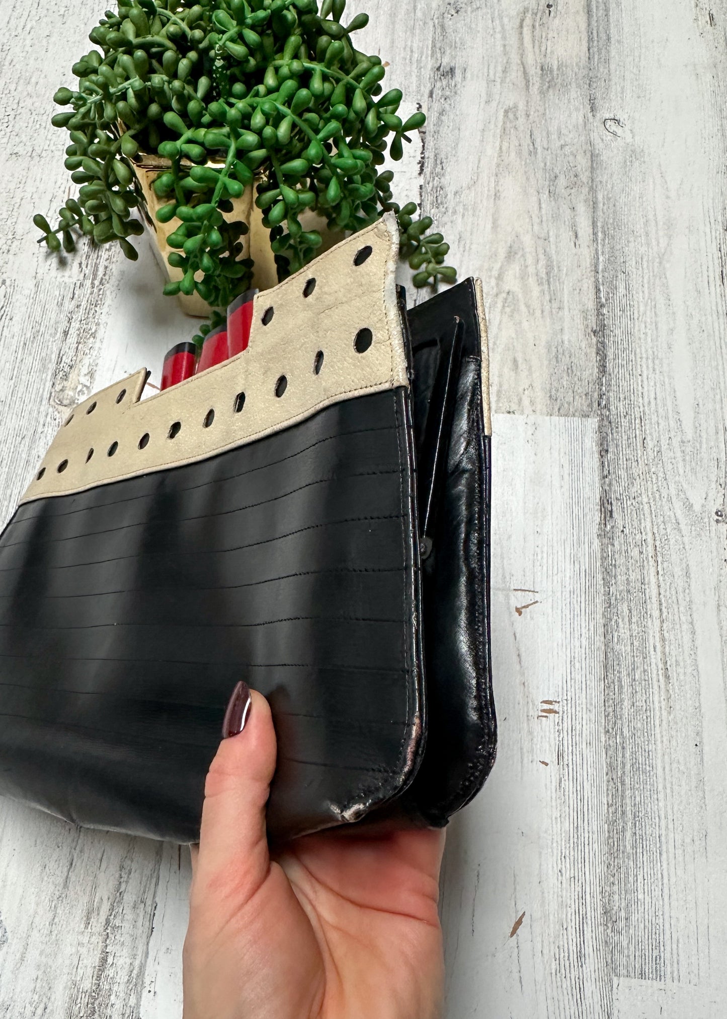 Vintage 80s Steamboat Leather Clutch Purse