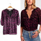 Ramy Brook Sara V-Neck Velvet Textured Top in Plumberry