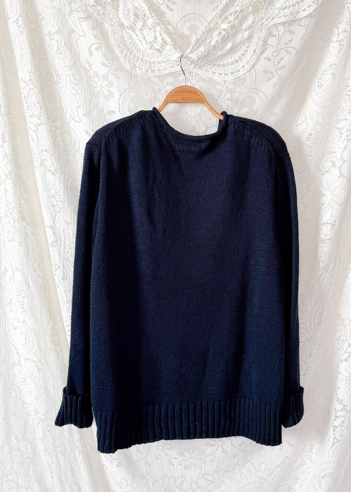 Vintage 00s Polo Ralph Lauren RL67 American Flag Linen Cotton Rolled Neck Sweater