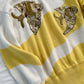 Vintage 80s Escada Yellow and White Gold Fish Sequin Novelty Knit Top (S/M)