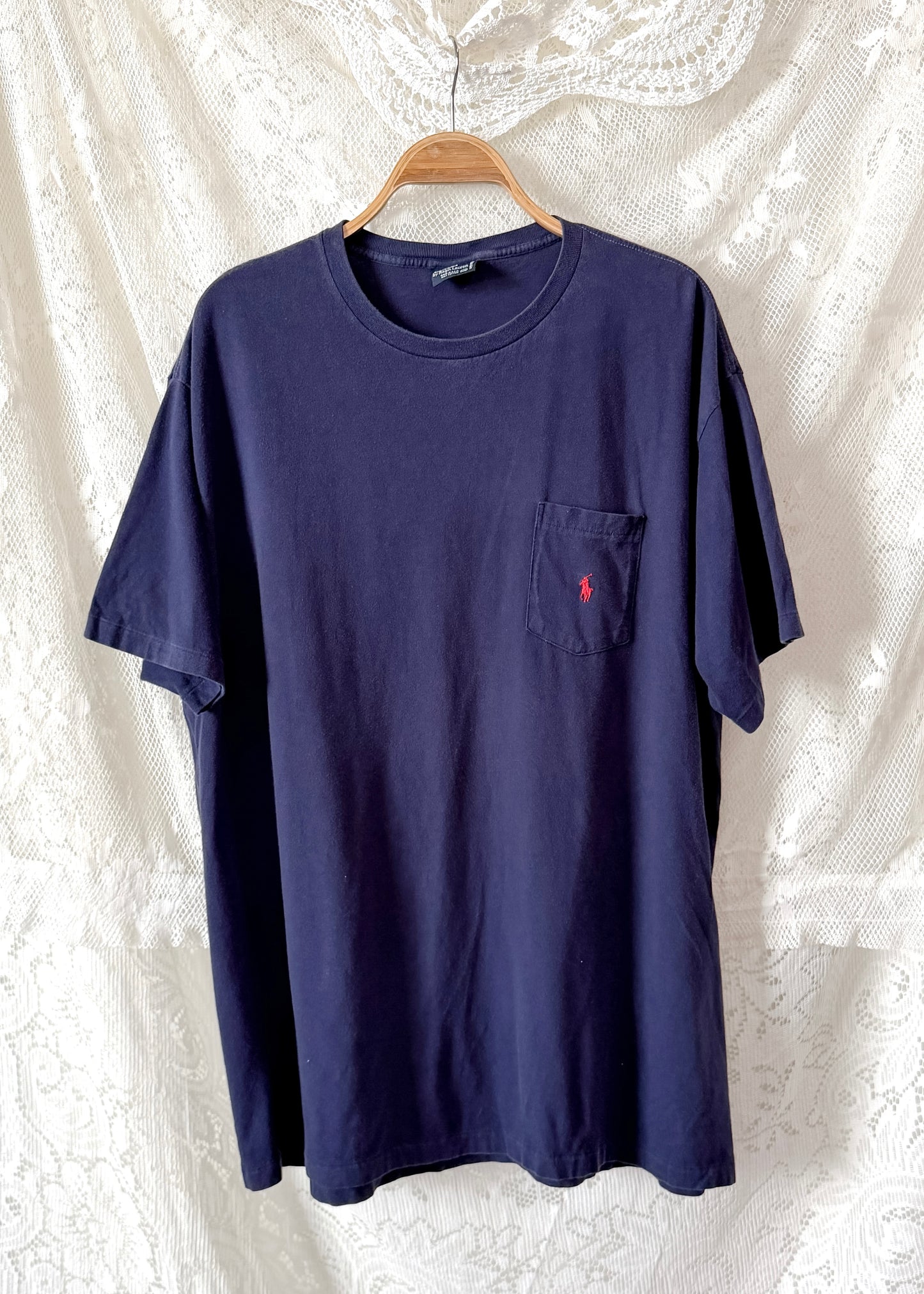 Vintage 90s Navy Crewneck Pocket T-Shirt (men's XXL)