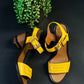 Fendi Yellow Leather Sandals Block Heels (39 or 8.5)