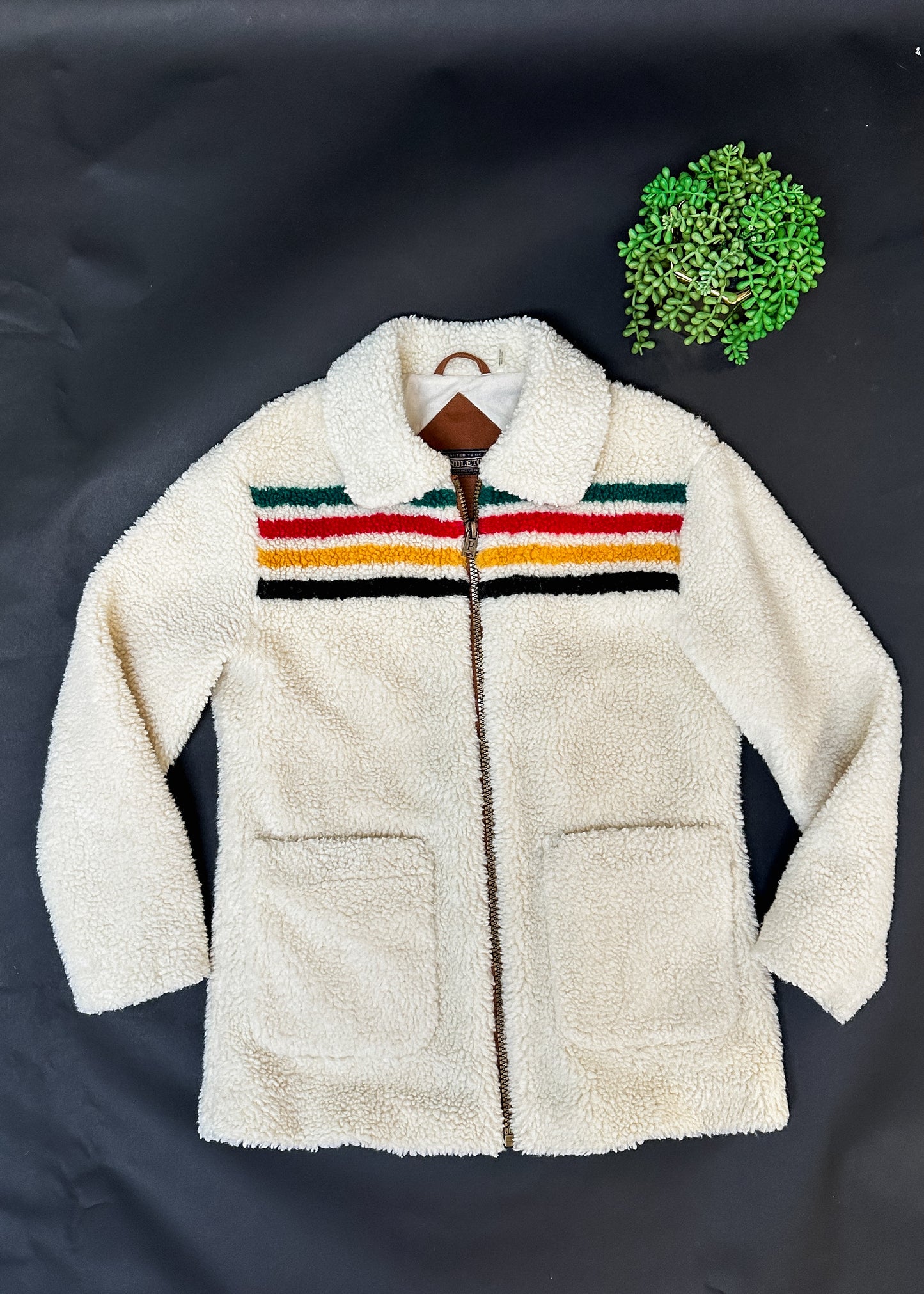 Pendleton Glacier Sunset Stripe Sherpa Fleece Coat (S)