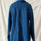 Vintage Aran Crafts Ireland Teal Blue Wool Cable Knit Cardigan Jacket (L)