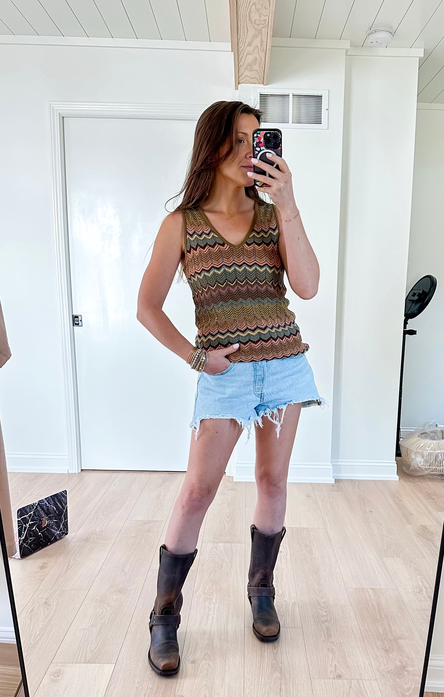 Double D Ranch Zig Zag Stripe Knit Top (M)