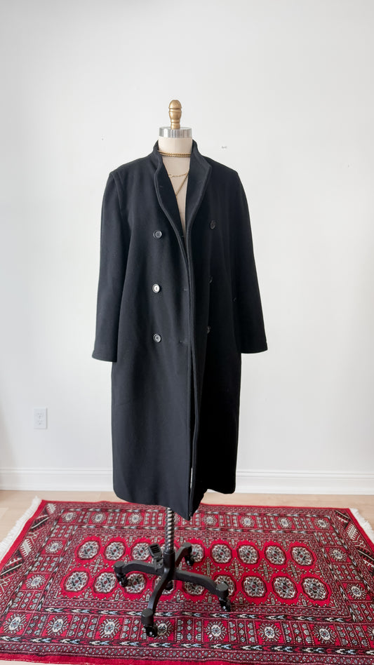 Max Mara Black Wool Long Coat (US 14)