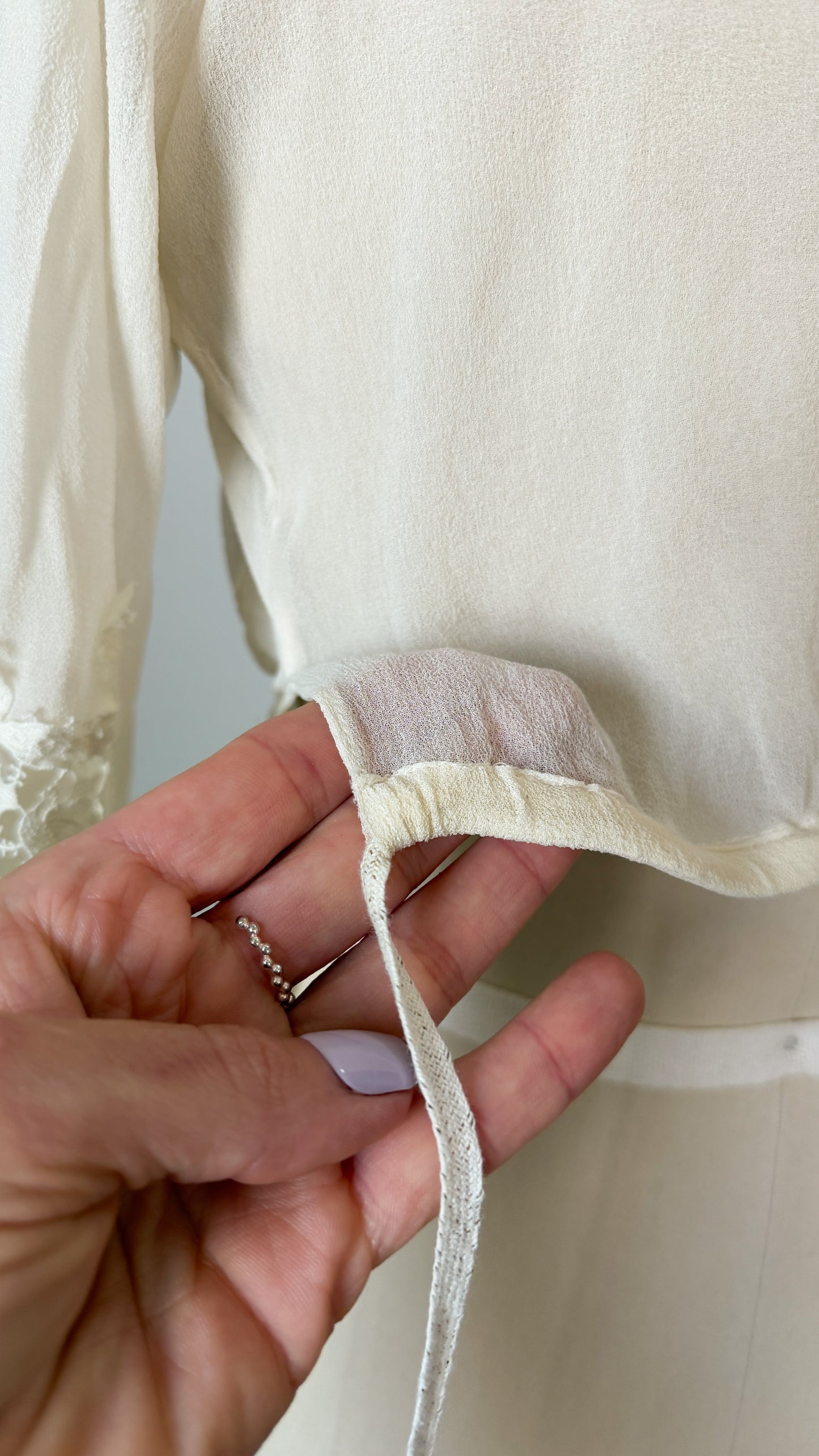 Antique Edwardian Silk Lingerie Blouse with Irish Crochet Lace  c. 1905–1915