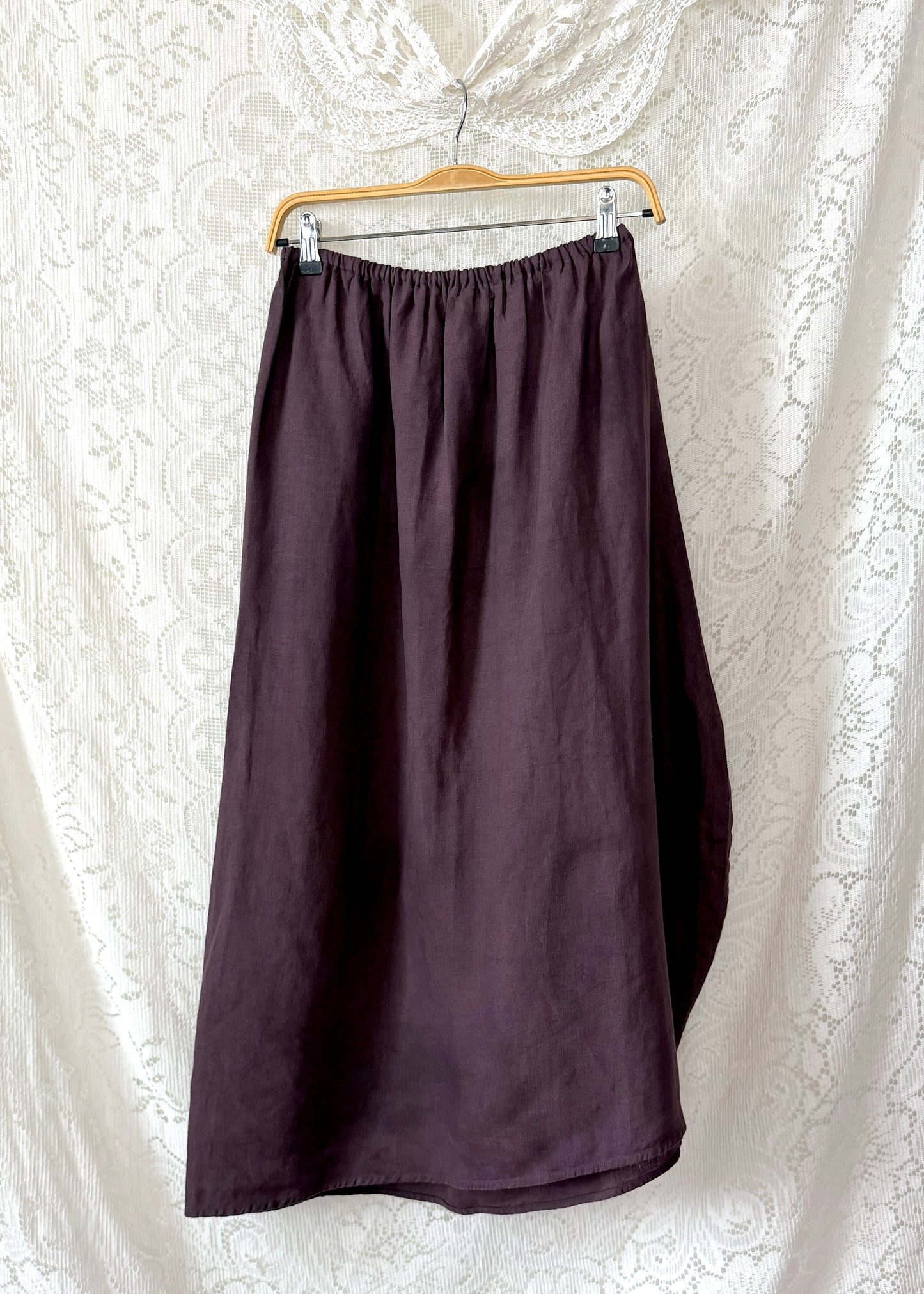 KL Playwear Brown 100% Linen Balloon Maxi Skirt (one size)