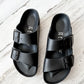 NEW Birkenstock Women's Arizona Flex Platform Black Leather Papilio Sandals (37)