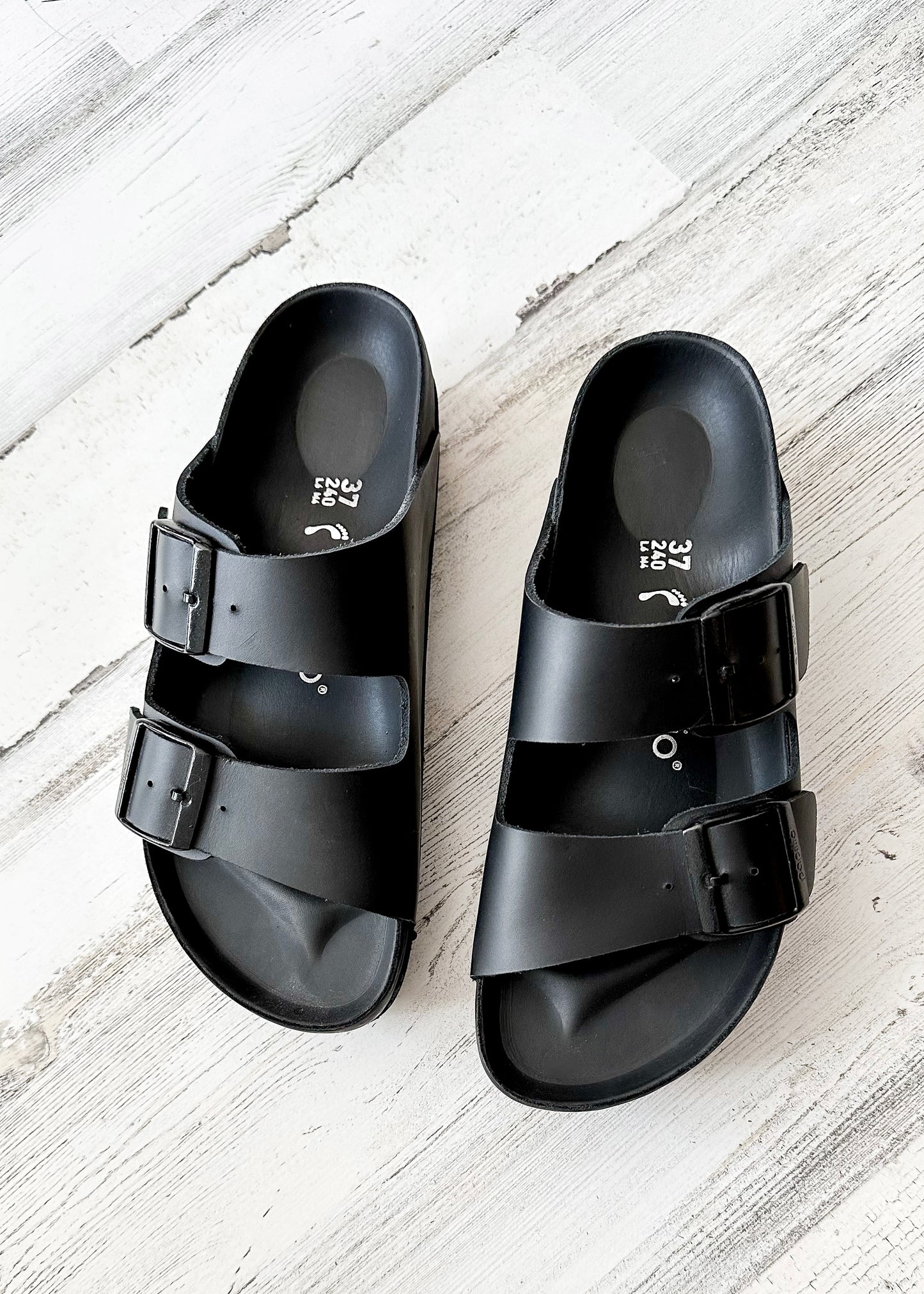 NEW Birkenstock Women's Arizona Flex Platform Black Leather Papilio Sandals (37)