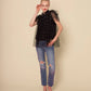 Hunter Bell Blair Black Tulle Pearl Embellished Top (S)