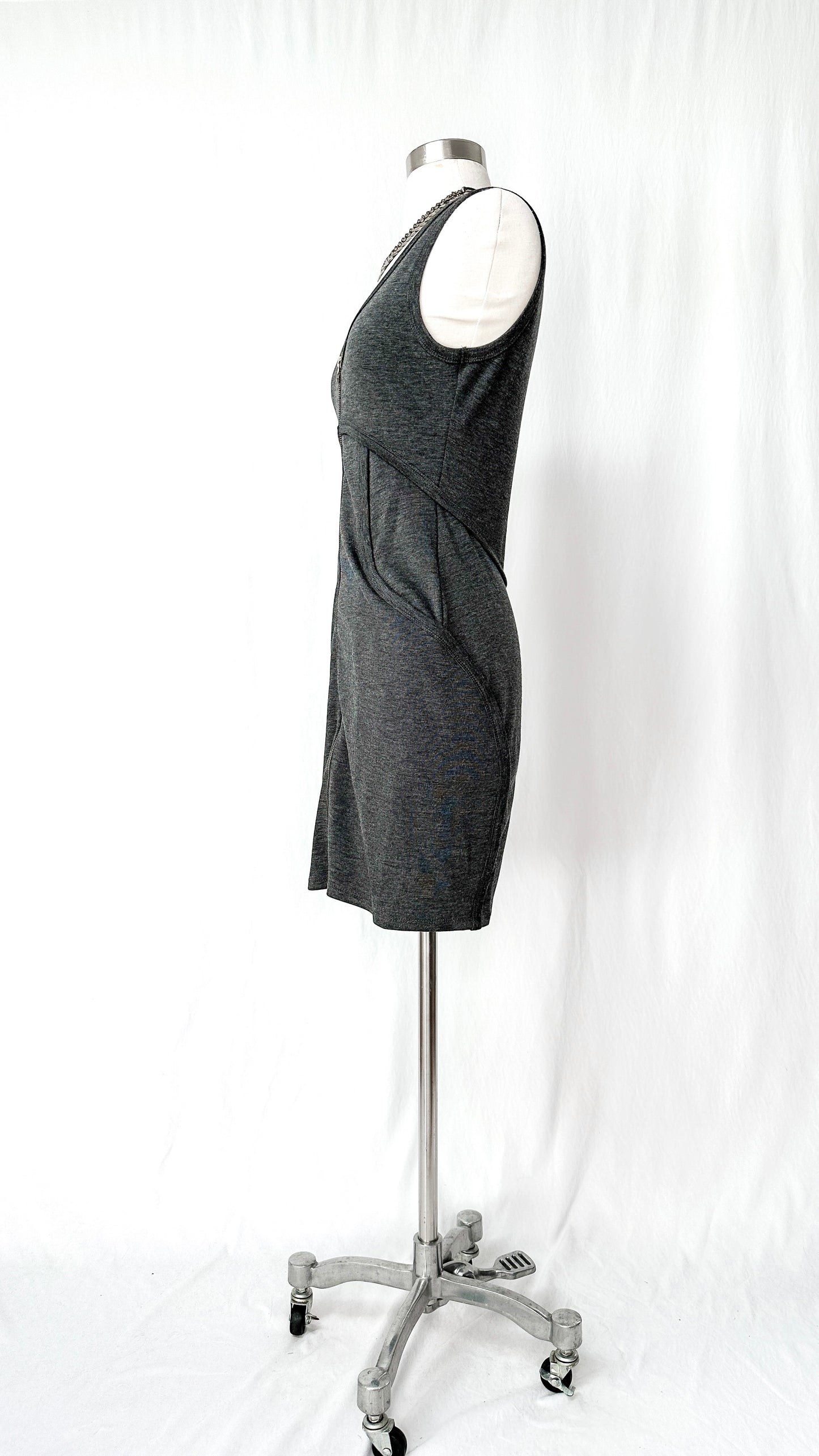 T by Alexander Wang Charcoal Grey Full Zip Dress (XS)