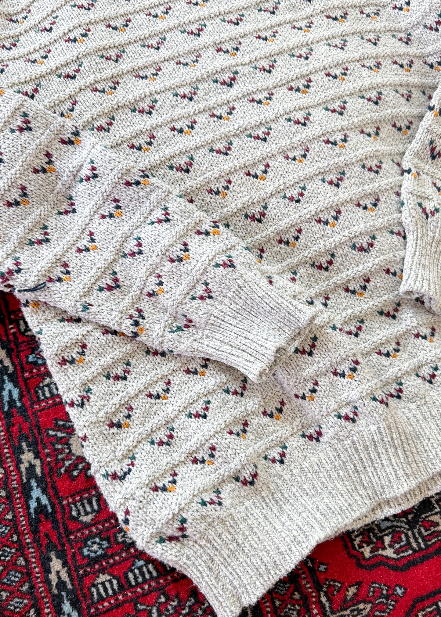 Vintage 90s Orvis Gray Patterned 100% Cotton USA made Sweater (XL mens)