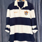 Vintage 90s 00s Polo Ralph Lauren Navy White Striped Crest Rugby Shirt (XL)