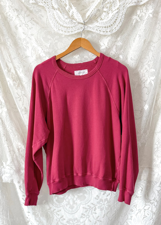 The GREAT College Crewneck Distressed Terry Cotton Sweatshirt (3 or L)