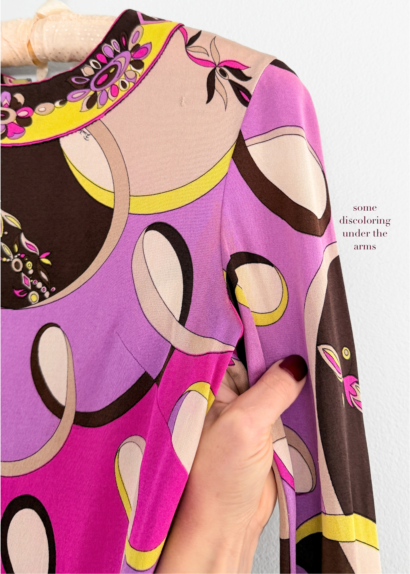 Vintage 60s Emilio Pucci Silk Purple Brown Pink Abstract Maxi Dress