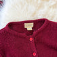Vintage 80s Emotions Dark Red Acrylic Cardigan Sweater (M)