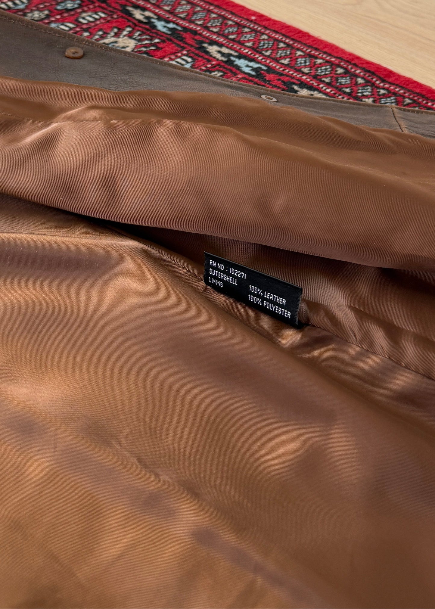 R + O Chestnut Brown Leather Mid Length Tailored Jacket (M)