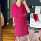 Vintage Chisholm Halle Magenta Dark Pink Pleated Cape Top Dress (M)