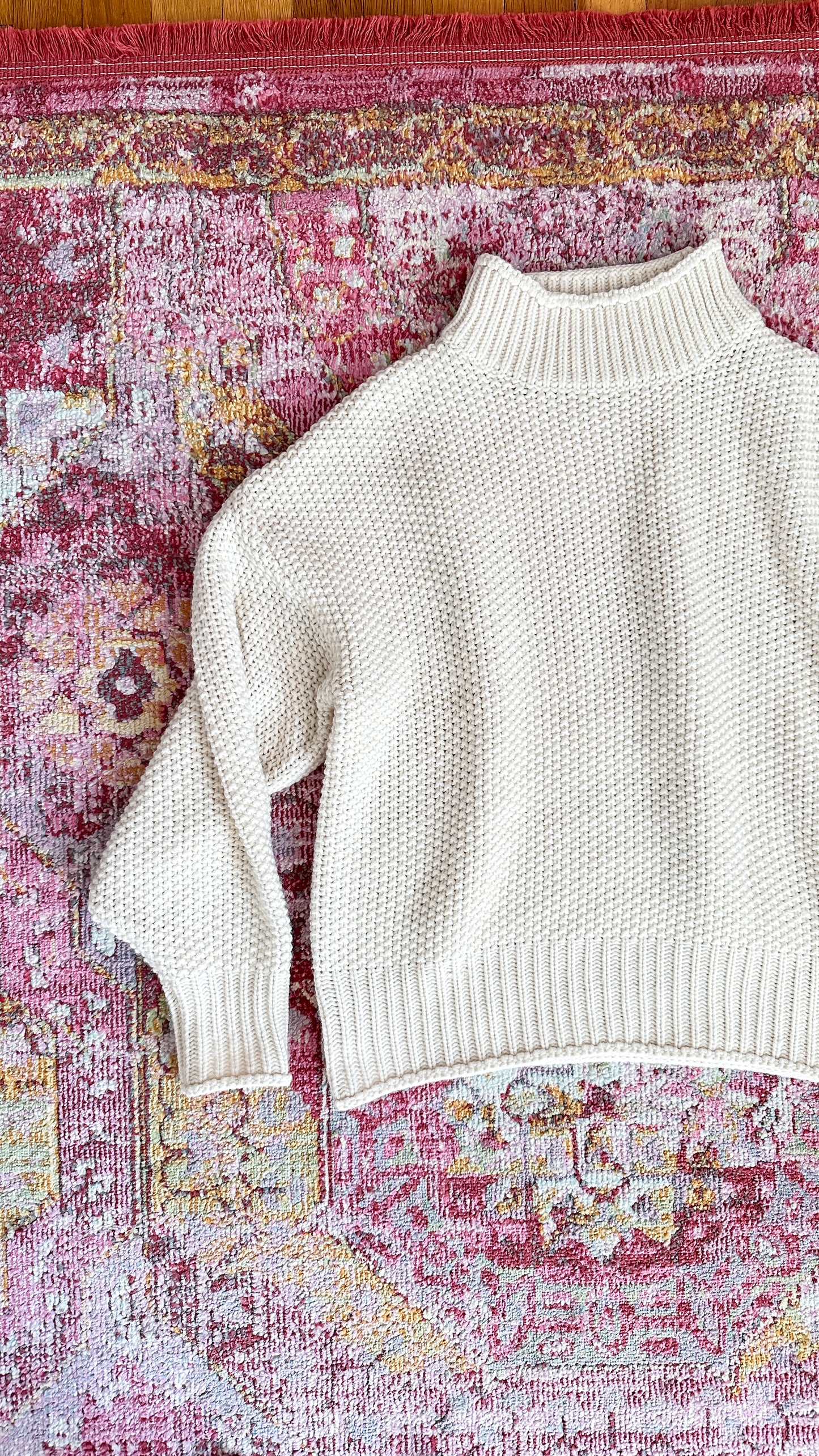 Cream Mock Neck Fishermen’s Sweater