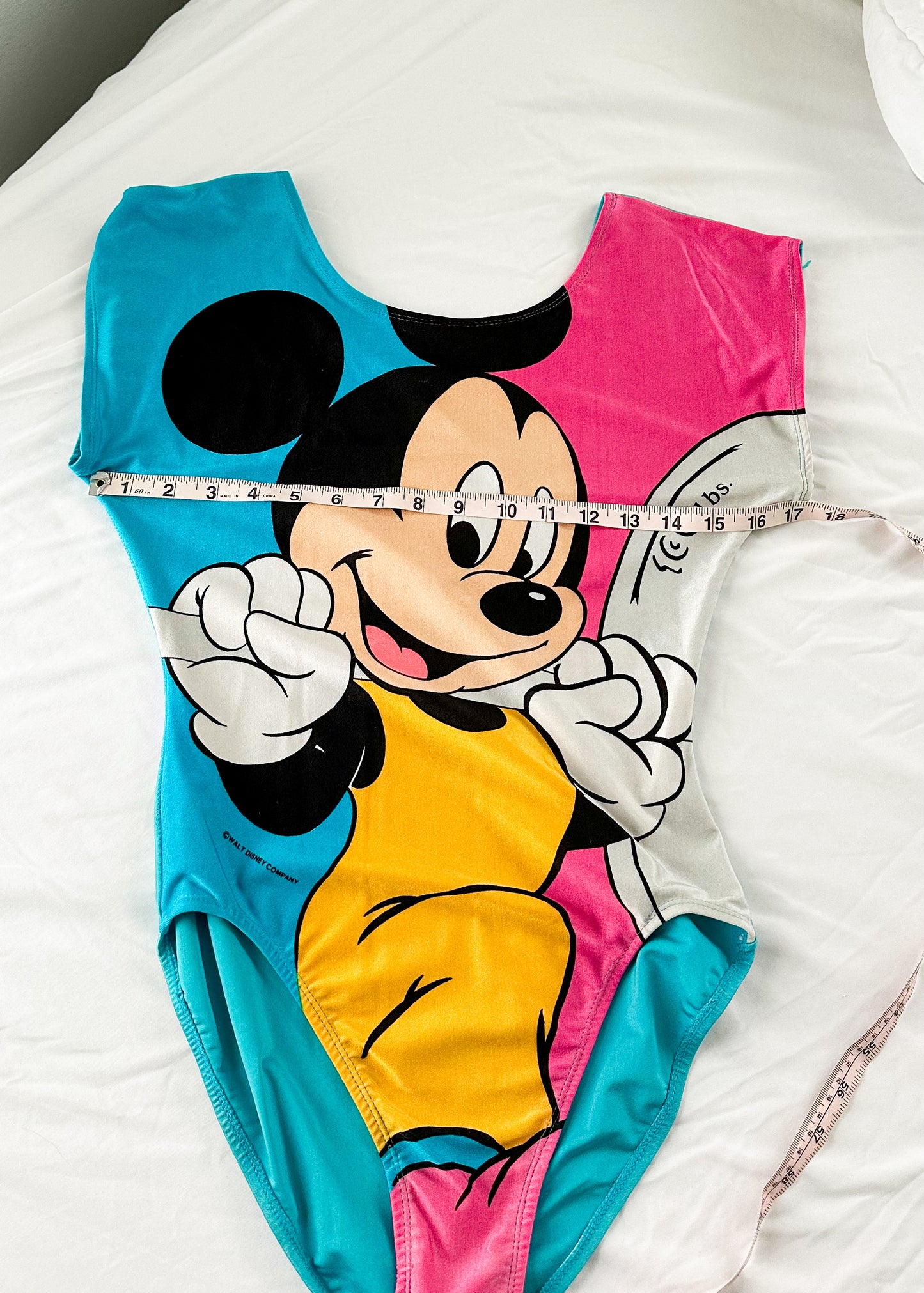 Vintage 90s Disney Mickey Mouse Blue Pink Exercise Leotard One Piece (M)