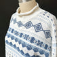 Vintage 90s Nuovo Country Seat Ivory & Blue Knit Pullover Sweater (S/M)