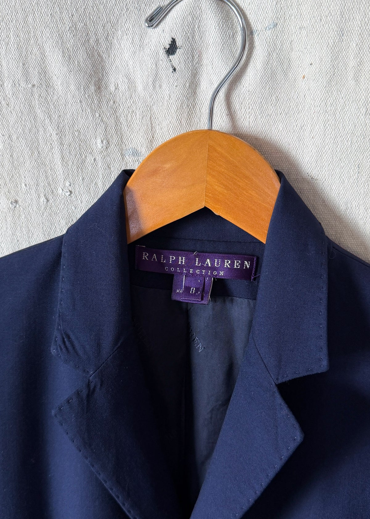 Vintage 90s Ralph Lauren Collection Purple Label Navy Wool Fitted Blazer Jacket