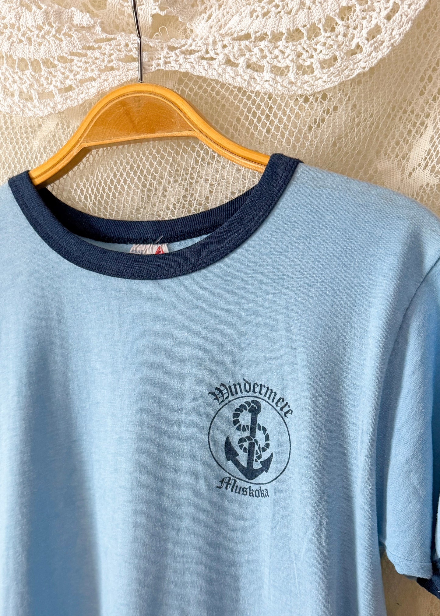 Vintage 80s Windermere Muskoka Canada Blue Ringer Penmans Tee Shirt