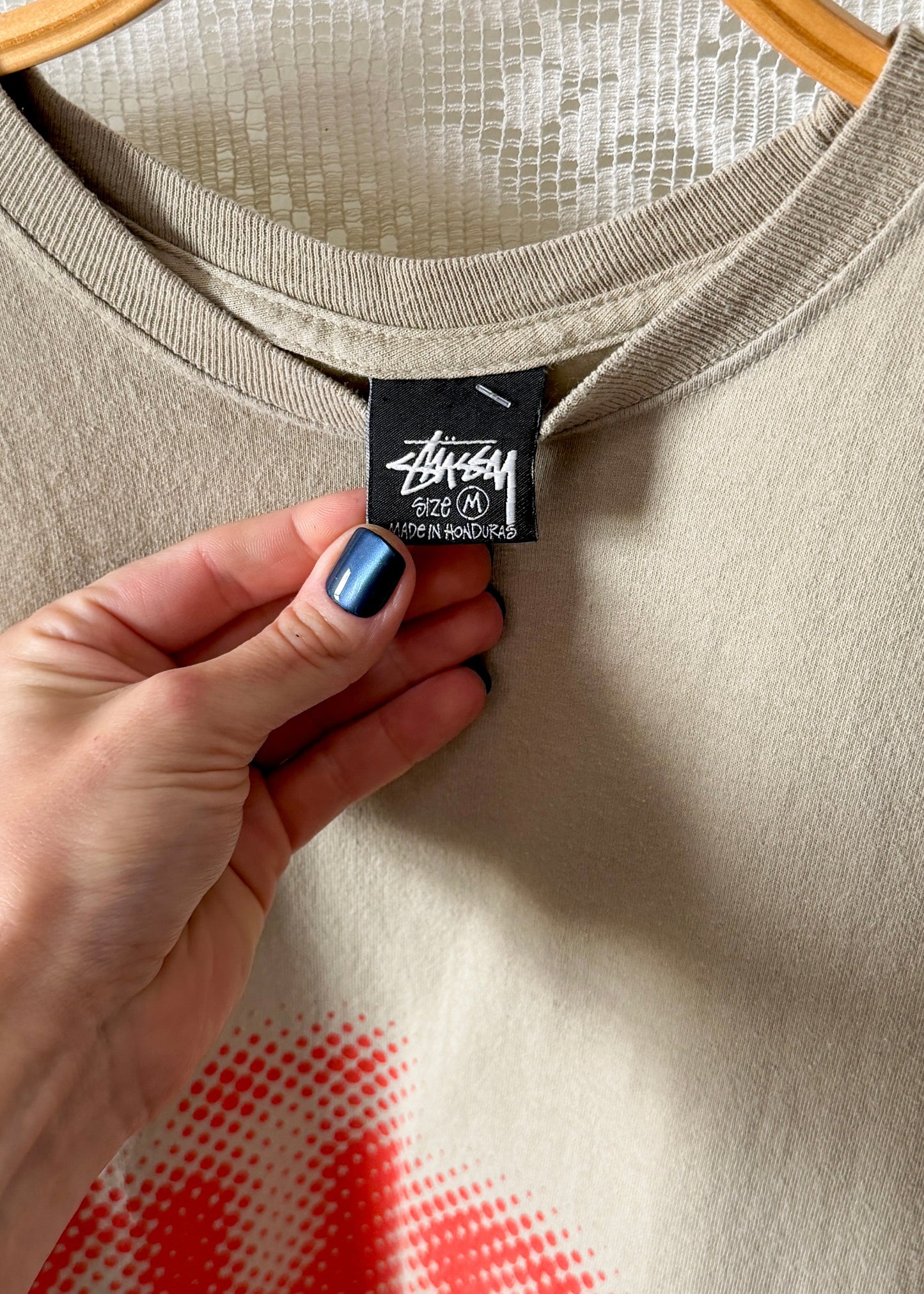 Stüssy Blur Tee in Khaki / Red Orange Graphic (M)
