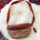 NEW Coach Bethany Belt Bag in Signature Canvas Brown Leather