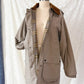 Vintage 90s Burberrys Taupe Khaki  Plaid Lined Field Coat with Hood Made in England